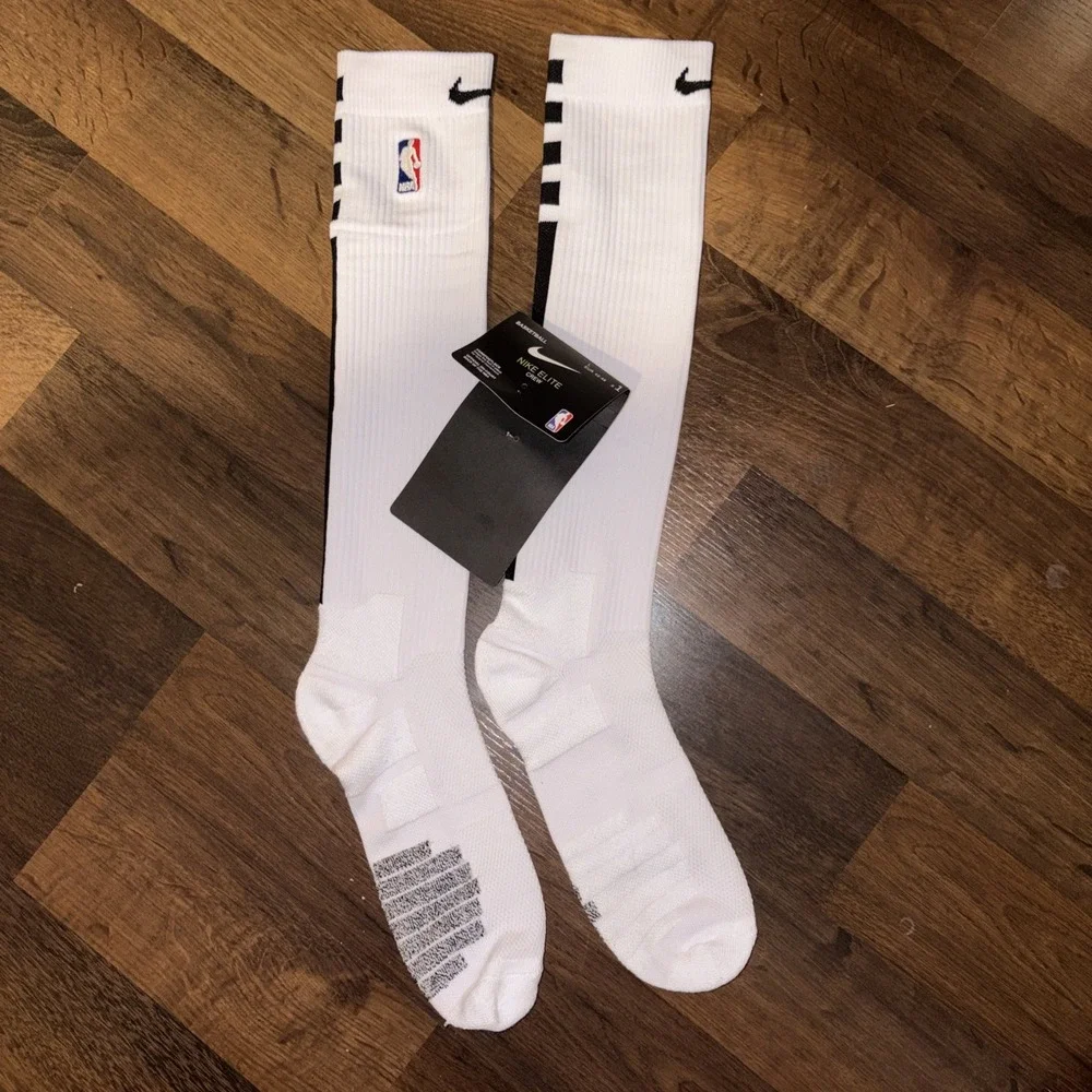 Nike NBA Elite Knee Socks White Black Power Player Team Issued On Court